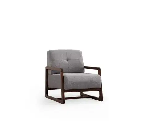 Křeslo ušák Athena Bergere - Light Grey, Walnut