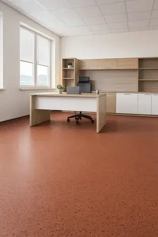 Lentex, PVC podlaha - lino Flexar PUR 603-09 červená, na míru, šíře 2m,4m, červená, bez podkladu, kancelář