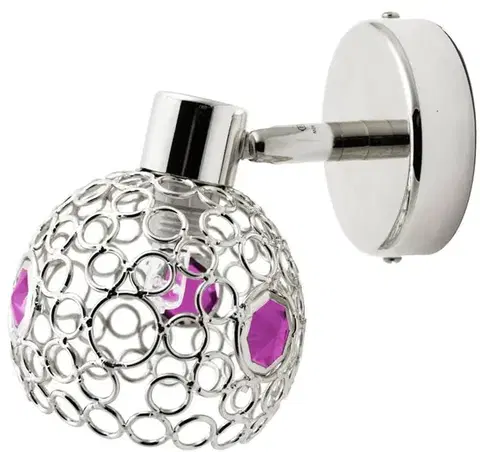 Nástěnná lampa chrom + fialová bodová lampa Aron