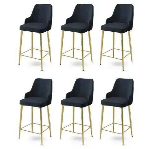 Bar Stool Set (6 Pieces) Enox - Anthracite, Gold