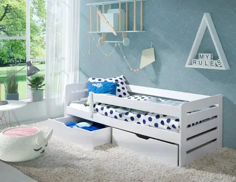 ArtBed Dětská postel se zábrankou BELLA | bílá 80 x 180 cm