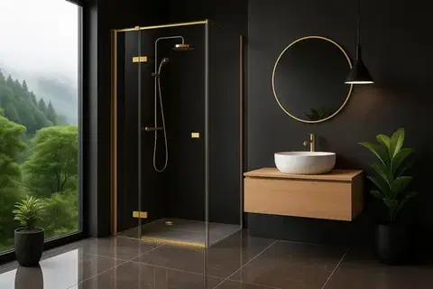 REA/S Sprchový kout Atlas 100x90 Brush Gold vlevo KPL-K4474