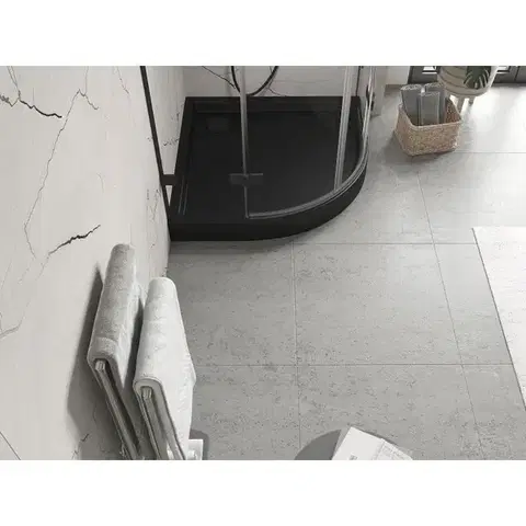 MEXEN Flow+ Sprchová vanička čtvrtkruh 90 x 90, černá mat 46Q709090H
