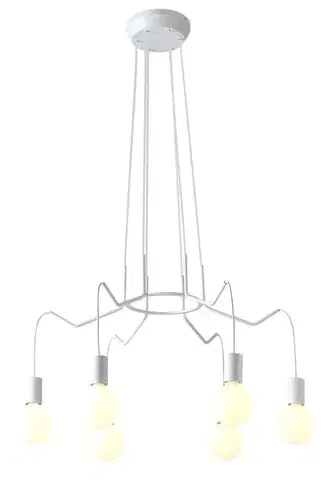 Závěsné stropní svítidlo, matně bílé, 6x40W, Basso