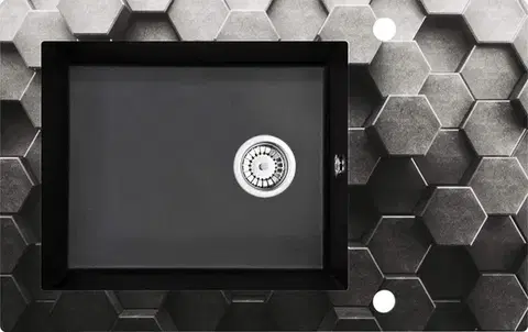 DEANTE Andante Glass Graphics, metalický grafit Skleněno-granitový dřez, 1-miska s odkapávačem ZSN_GL1C