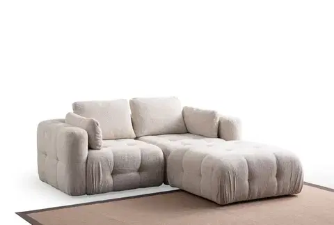 Rohová sedací souprava Amaris 2 Seater With Pouffe - Beige