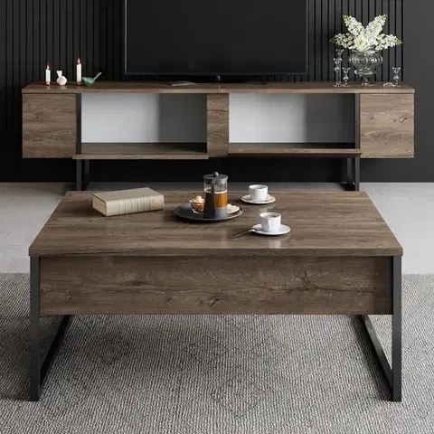 TV stolek Luxe - Walnut, Black