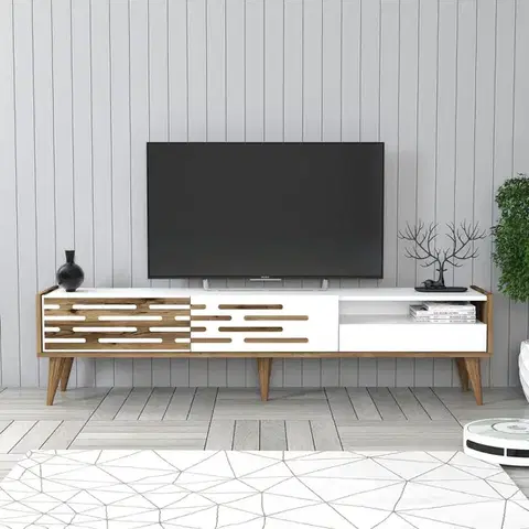 TV stolek Valensiya - Walnut, White