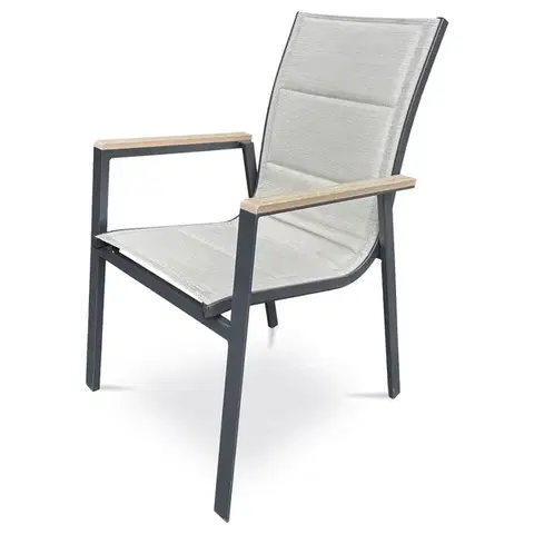 Autronic Zahradní židle, hliník, textil, béžová, AZC-S1110 BK
