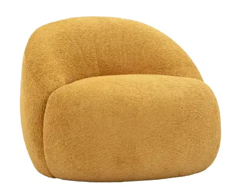 Estila Moderní designové křeslo Berry se žlutým plyšovým potahem a elegantní zaoblenou siluetou 81 cm