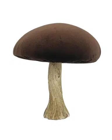 Dekoracja Velvet Mushroom 17 cm brown