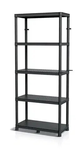Prosperplast Plastový dílenský regál Stacker 74x172,5 cm černý