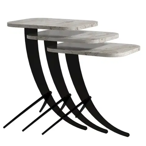 Sada odkládacích stolků (3 kusy) Pion - White Marble