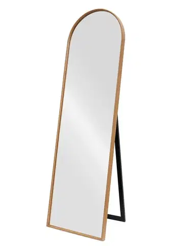 Estila Designové skandinávské šatní zrcadlo Auri na stojanu s dubovým hnědým rámem a obloukem ve vrchní části 165 cm