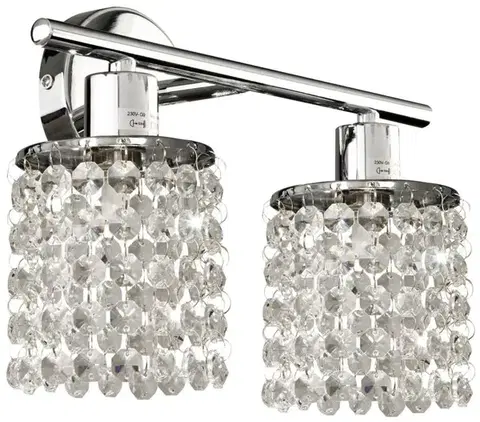 Dvojitá chromová nástěnná lampa s bílými krystaly Royal