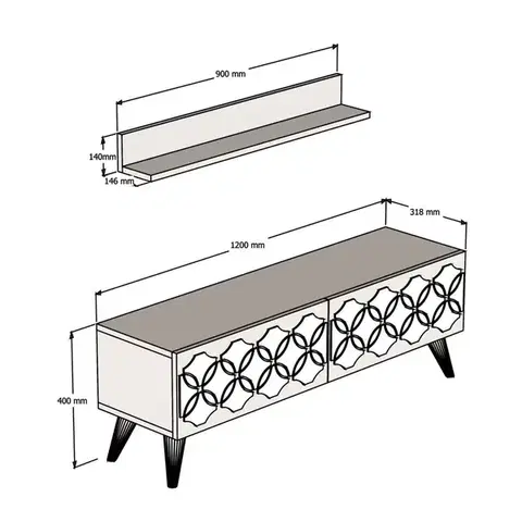 TV stěna / Sestava pod TV Nisan - Walnut