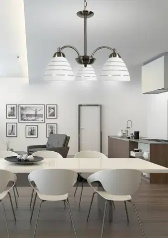 Saténová závěsná lampa 3x60W se skleněnými stínidly Uli