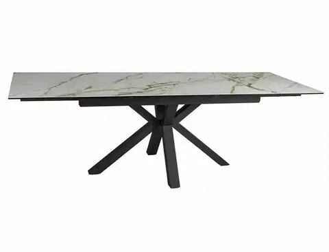 Signal Rozkládací jídelní stůl Columbus Ceramic 160/240 cm bílý mramor/černý mat