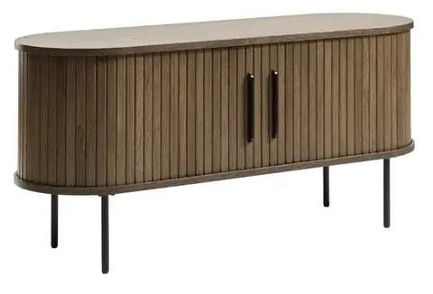 Estila TV stolek Bornholm, tmavý dub, lamelový, 120 cm