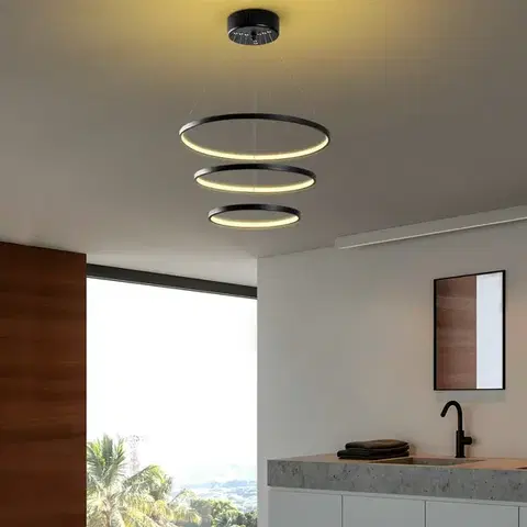 Závěsný LED lustr Simit - 13697, černá