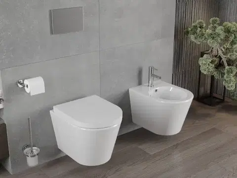MEXEN/S WC předstěnová instalační sada Fenix Slim s mísou WC Rico + sedátko softclose,  bílá 61030478000