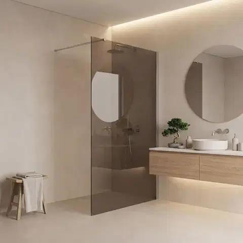 REA/S Sprchová zástěna Flexi Brown / Chrome 80 KPL-K99075