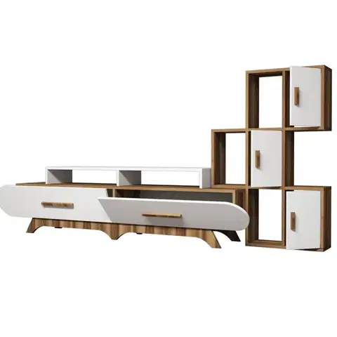 TV stěna / Sestava pod TV Flora S - Walnut, White