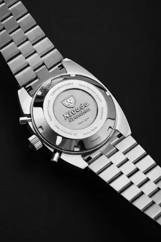 Nivada Grenchen Autochron White Automatic - Brown Leather