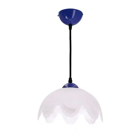 Závěsná lampa COLORI chrpově modrá 1x60W E27 s bílým stínidlem, moderní svítidlo do obývacího pokoje, ložnice, kuchyně, jídelny, interiéru domu