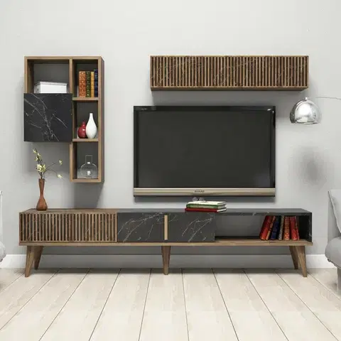 Televizní stěna Milan Walnut and Black