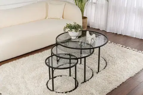 Sada konferenčních stolků Aurum - 80, 60, 42 - Black, Grey