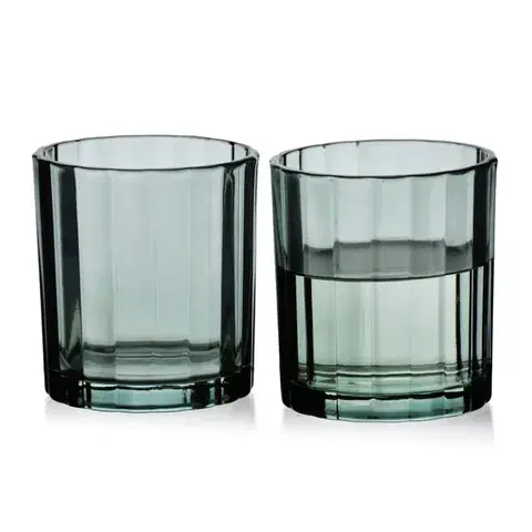 Allesken Sada 4 ks sklenic ELISE STRIPES 310 ml zelená/čirá