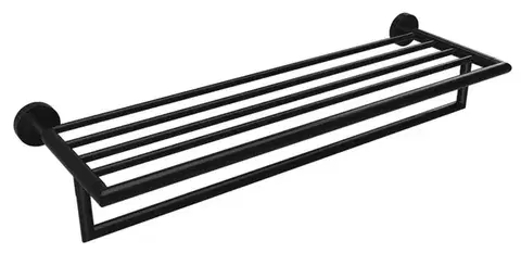 SAPHO X-ROUND BLACK polička na ručníky s hrazdou 500, černá mat XR421B