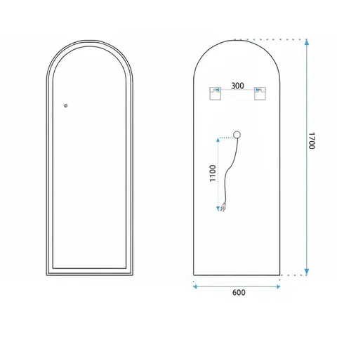 REA Zrcadlo LED Orbit 60x170cm Black HOM-07051