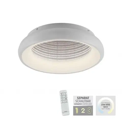 JUST LIGHT LED stropní svítidlo bílé s tunelovým efektem stmívatelné dálkový ovladač CCT 2700-5000K LD 14394-16