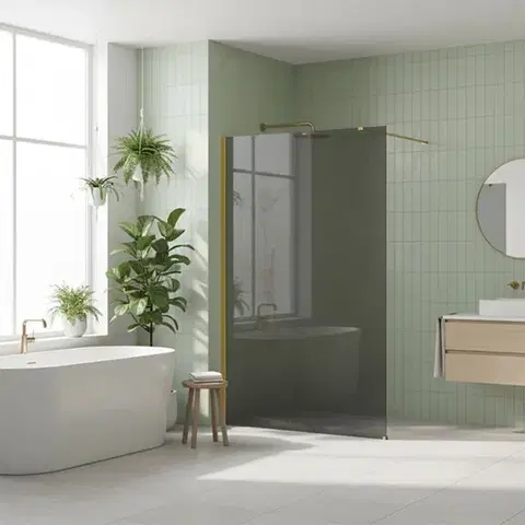 REA/S Sprchová zástěna Flexi Grey / Gold 100 KPL-K99784