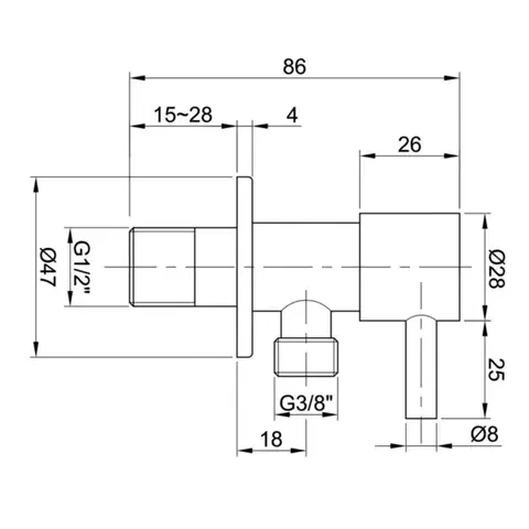 SAPHO MINIMAL rohový ventil s rozetou, 1/2"x 3/8" nerez mat MI558