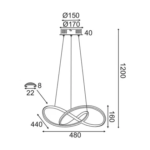 ACA Lighting Decoled LED závěsné svítidlo HM92LEDP48CH