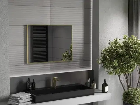 MEXEN Loft zrcadlo 80 x 60, zlatý rám 9852-080-060-000-50