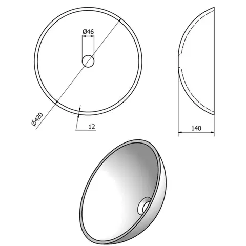 SAPHO AGO skleněné umyvadlo na desku Ø 42cm, zlatá/oranžová 2501-19