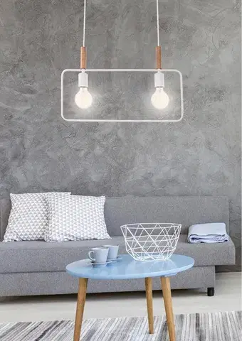 Závěsná lampa bílá s nastavitelnou výškou 2x60W E27 s rámem