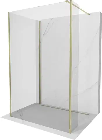 MEXEN/S Kioto Sprchová zástěna WALK-IN 110 x 110 x 40, transparent, zlatá 800-110-110-221-50-00-040