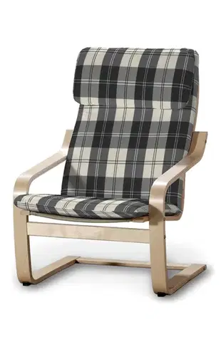 Sedák na křeslo IKEA Poäng barva černá látka pletený vzor, vzorované