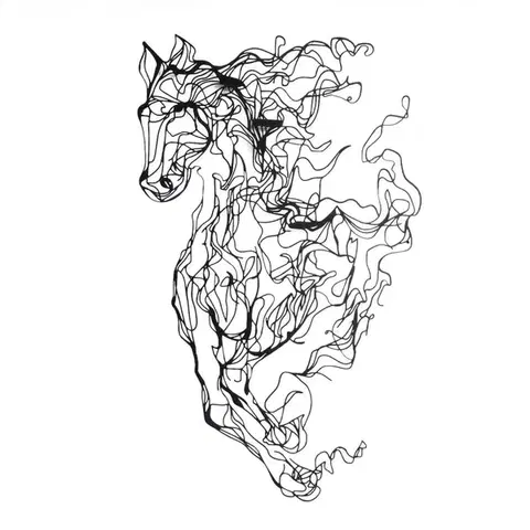 Dekorativní kovový doplněk na zeď Metal Horse Line Art - APT724