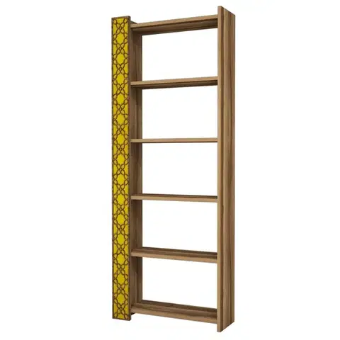 Knihovna City - Walnut, Yellow