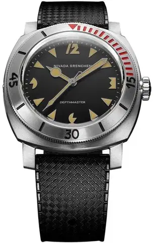 Nivada Grenchen Depthmaster Pacman 42mm - Brown Leather White Stitching