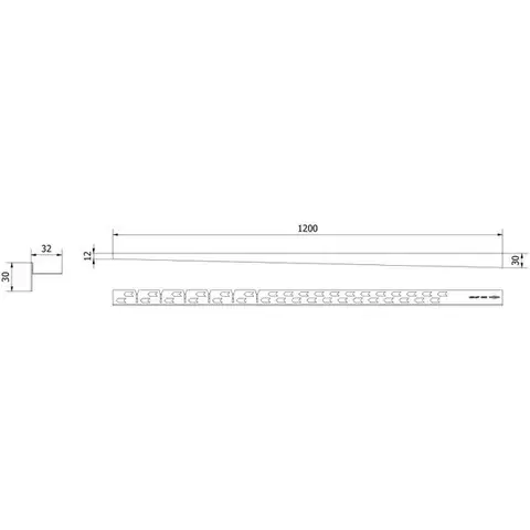 MEXEN Line-B spádová lišta podlahová 120 cm levá, černá 187001120L