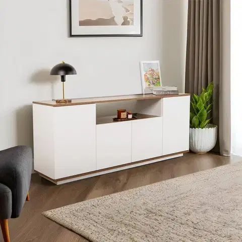 Konzolový stolek Arista - White, Walnut