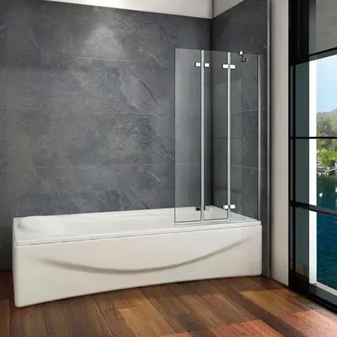 H K Vanová zástěna S3 CLEAR 100x140 třídílná sklopná, čiré sklo SE-S3CLEAR100