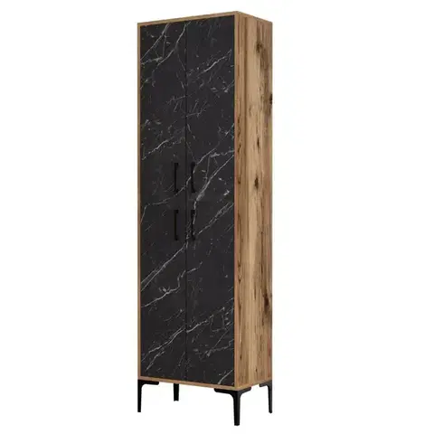 Botník Berlin A - Walnut, Black Marble